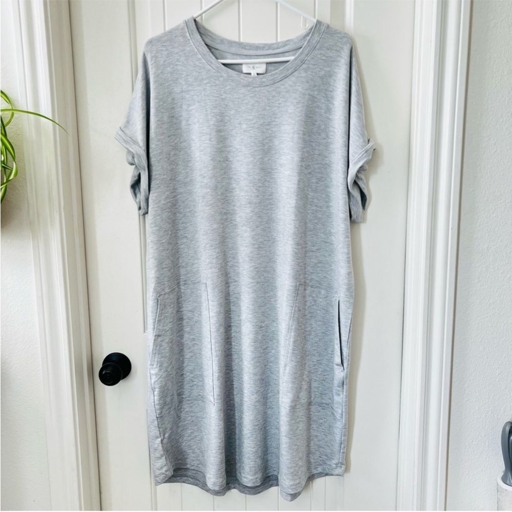 Lou & Grey Heather Gray Signaturesoft T-shirt Pocket Dress Soft Comfy - Picture 3 of 6